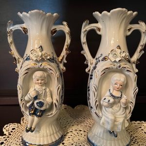 Norleans Japan Victorian Handled Vase Set